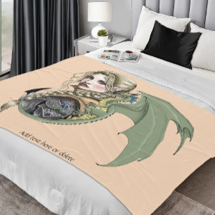 Couverture Polaire Guerrière Elfe Dragon Fantastique Magique Médiéval