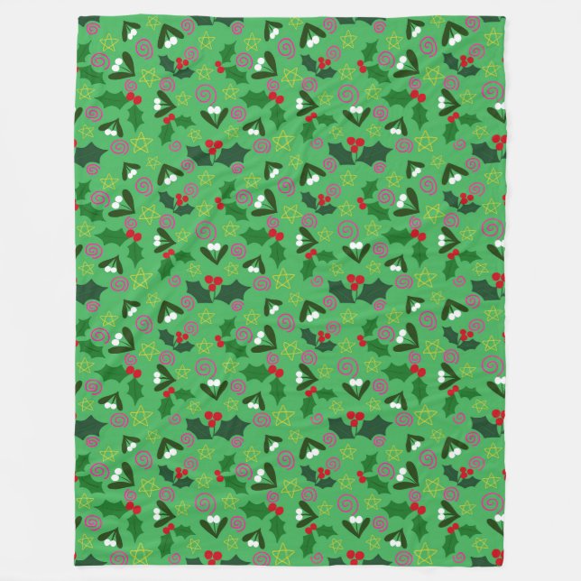 Couverture Polaire Gui et houx pour les fêtes d'hiver (Devant)