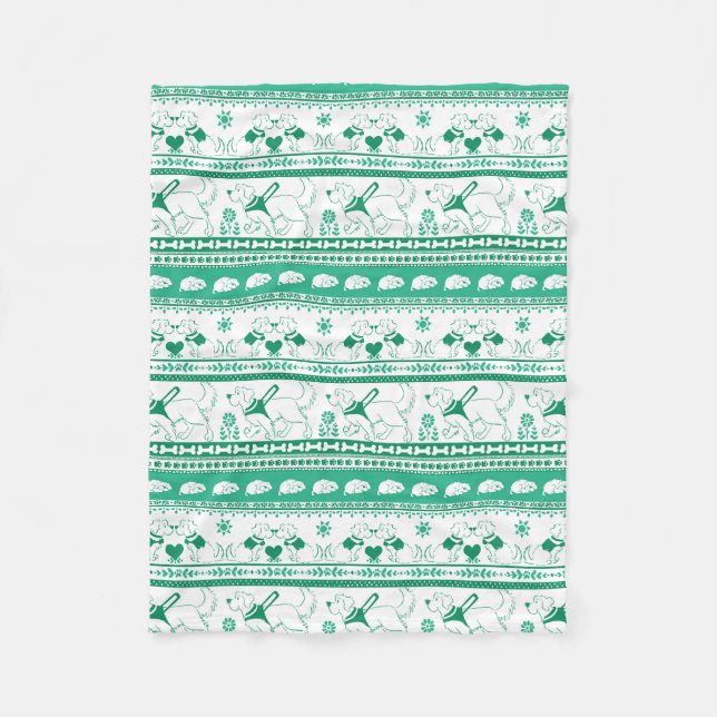 Couverture Polaire Guide Chien Conte Golden Motif - Vert - (Devant)
