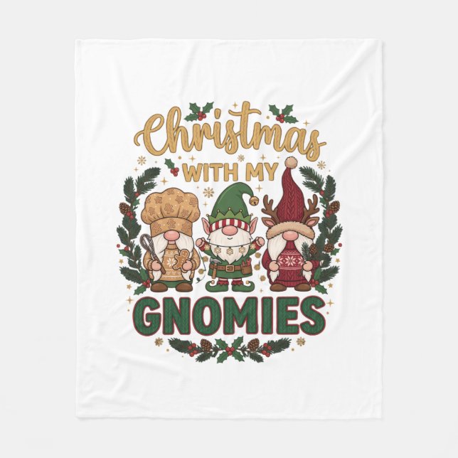 Couverture Polaire Guirlande de nains de Noël Canne à sucre (Devant)