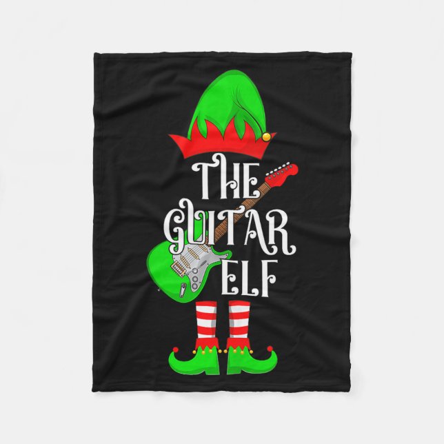 Couverture Polaire Guitar Elf Christmas Pajamas Matching Family Elf S (Devant)