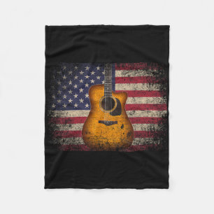 Couverture Polaire Guitare cadeau 4 juillet drapeau américain États-U