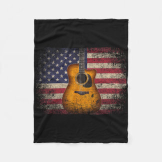 Couverture Polaire Guitare cadeau 4 juillet drapeau américain États-U