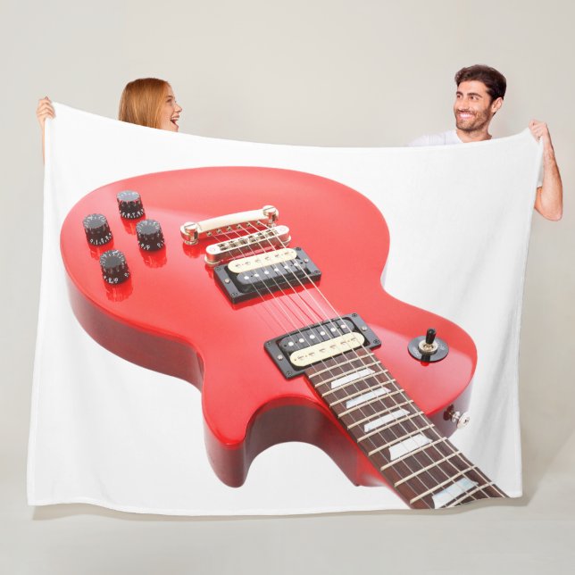 COUVERTURE POLAIRE GUITARE ÉLECTRIQUE ICONIQUE ROUGE (En situation)