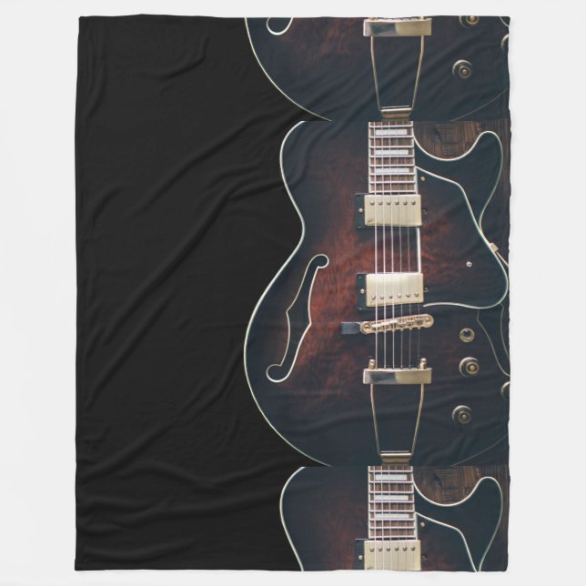 Couverture Polaire Guitare Électrique Sur Fond Noir (Devant)