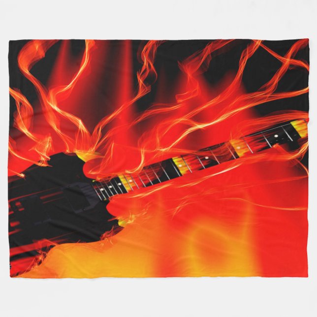 Couverture Polaire Guitare flamboyante (Devant (Horizontal))