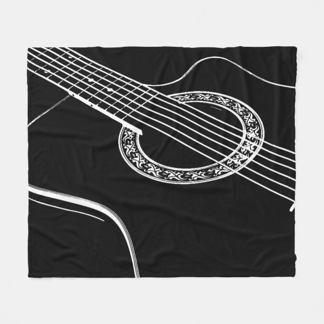 Couverture Polaire Guitare noire et blanche (Devant (Horizontal))