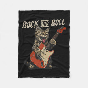 Couverture Polaire Guitare Rock Et Roll Chat Vintage Rock Guitariste