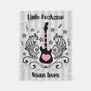 Couverture Polaire Guitare rose de vedette du rock avec des ailes
