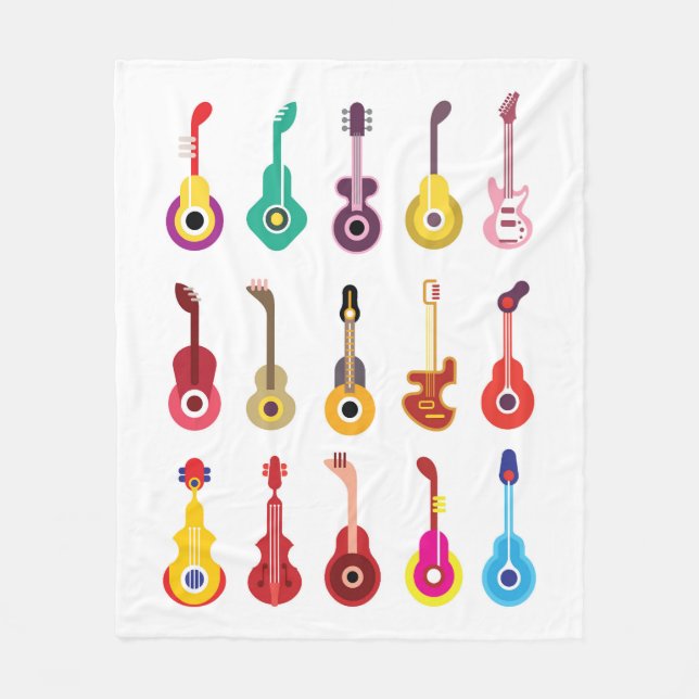 Couverture Polaire Guitares colorées (Devant)