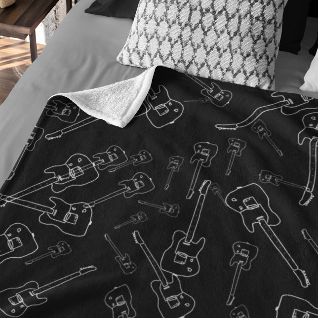 Couverture Polaire Guitares partout Noir (Créateur téléchargé)