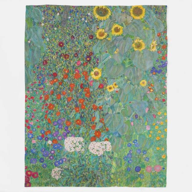 Couverture Polaire Gustav Klimt - Jardin de campagne avec tournesols (Devant)