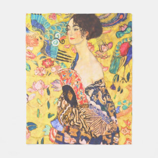 Couverture Polaire Gustav Klimt Lady Avec Fan vintage Art Nouveau