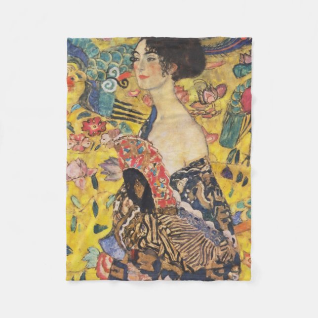 Couverture Polaire Gustav Klimt Lady With Fan Art Nouveau Painting (Devant)