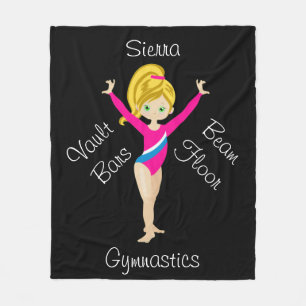 Couverture Polaire Gymnaste Blonde, Yeux Verts, Justaucorps Rose
