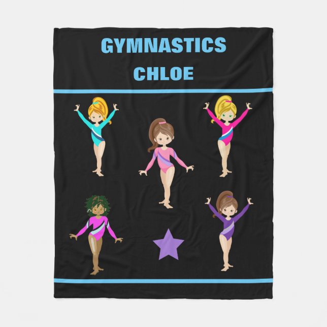 COUVERTURE POLAIRE GYMNASTICS BLANKET AVEC 5 GYMNASTES PERSONNALISÉS (Devant)