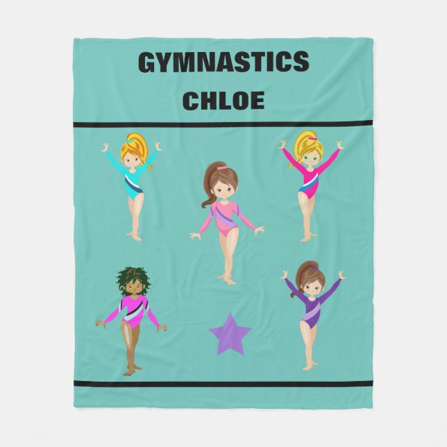COUVERTURE POLAIRE GYMNASTICS BLANKET AVEC 5 GYMNASTES PERSONNALISÉS (Devant)