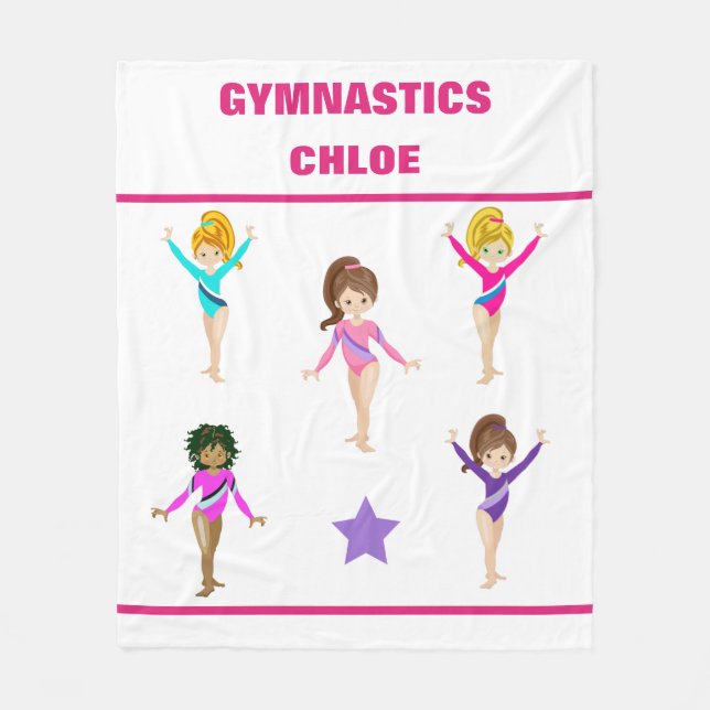COUVERTURE POLAIRE GYMNASTICS BLANKET AVEC 5 GYMNASTES PERSONNALISÉS (Devant)