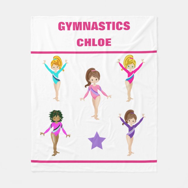 COUVERTURE POLAIRE GYMNASTICS BLANKET AVEC 5 GYMNASTES PERSONNALISÉS (Devant)