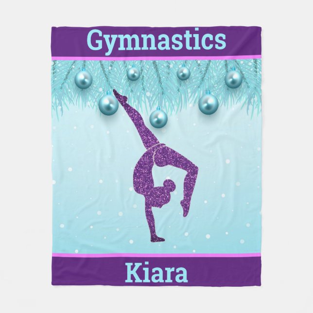 Couverture Polaire Gymnastics Christmas Purple Aqua Personalized    (Devant)