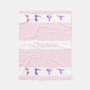 Couverture Polaire Gymnastique Girls Nom personnalisé Pink Quatrefoil