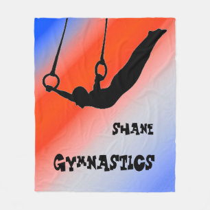 Couverture Polaire Gymnastique masculine aux anneaux Patriotique Roug