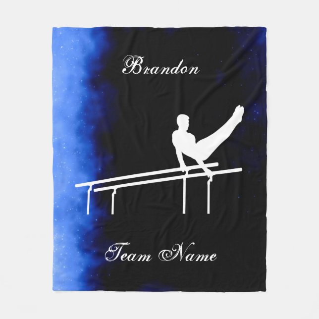 Couverture Polaire Gymnastique masculine Noir, Bleu, Blanc avec nom d (Devant)