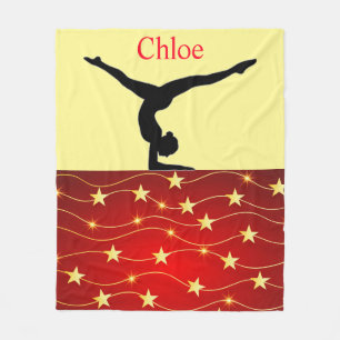 Couverture Polaire Gymnastique Rouge, Jaune / Or Étoiles Blanche pola