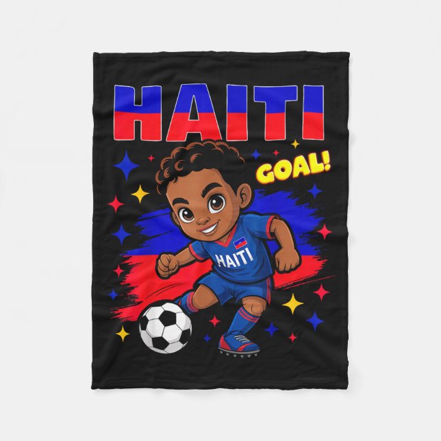 Couverture Polaire Haiti Soccer Kid Haitian Flag Soccer Player Footba (Devant)
