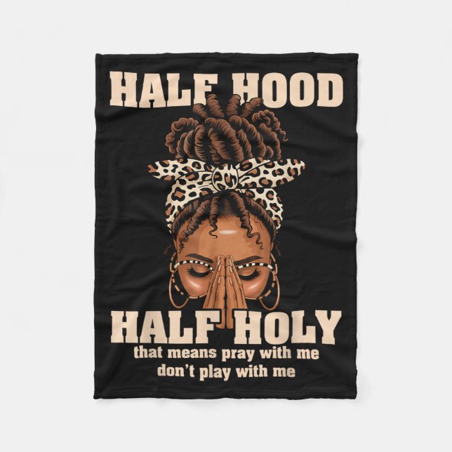 Couverture Polaire Half Hood Half Holy Pray Christian African Afro Bl (Devant)