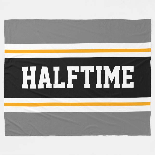Couverture Polaire HALFTIME Black Grey White Yellow Racing Stripes (Devant (Horizontal))