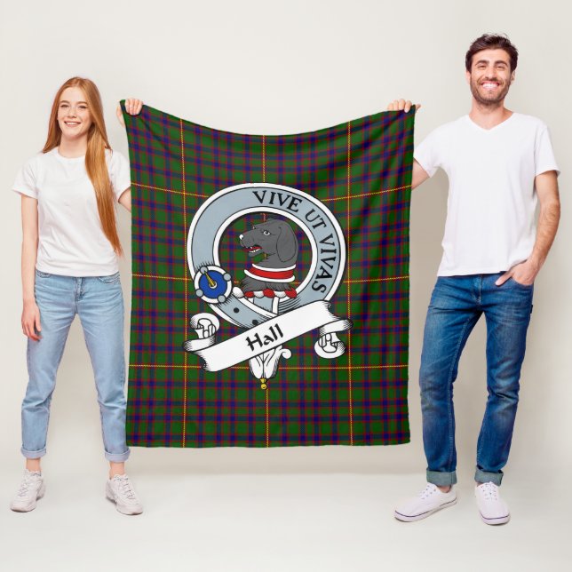 Couverture Polaire Hall Clan Badge Tartan Plaid (En situation)