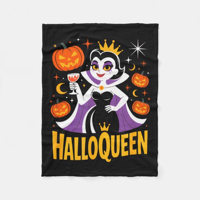 Couverture Polaire Halloqueen Retro Vamre Queen Halloween Pumpkins Ba (Devant)
