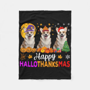 Couverture Polaire Hallothanksmans de Noël de Corgi Dog Halloween