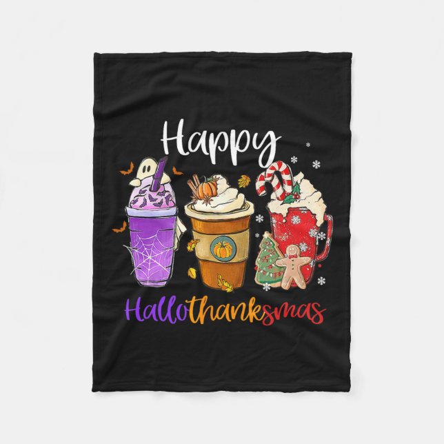 Couverture Polaire Hallothanksmas Gnomes Halloween Thanksgiving Joyeu (Devant)