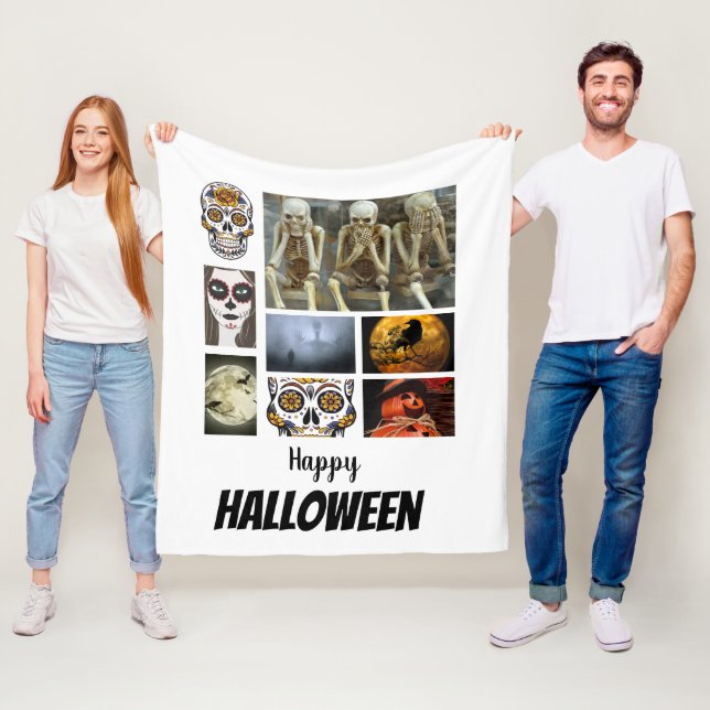 Couverture Polaire Halloween 8 Photo Collage personnalisé (En situation)