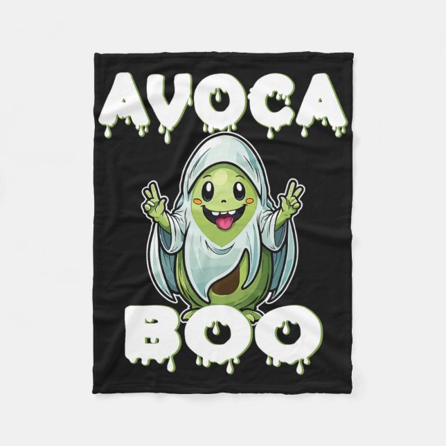 Couverture Polaire Halloween Avocado Pun Ghost Costume Drôle Veggie A (Devant)