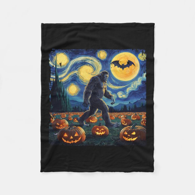 Couverture Polaire Halloween Bigfoot Starry Night Van Gogh (Devant)