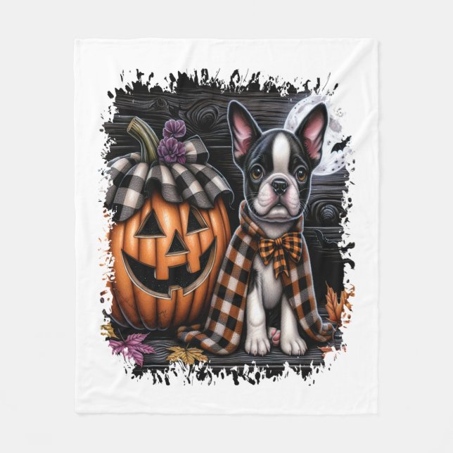Couverture Polaire Halloween Boston Terrier Dog (Devant)