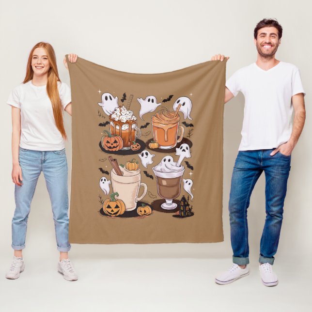 Couverture Polaire Halloween Café Cute Fall Iced Café Lover Cadeau (En situation)