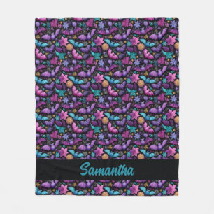 Couverture Polaire Halloween chauves-souris et fleurs du jardin de mi