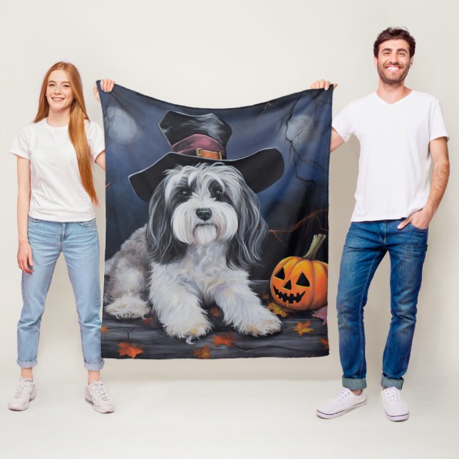 Couverture Polaire Halloween Citrouilles Havanais effraie (En situation)