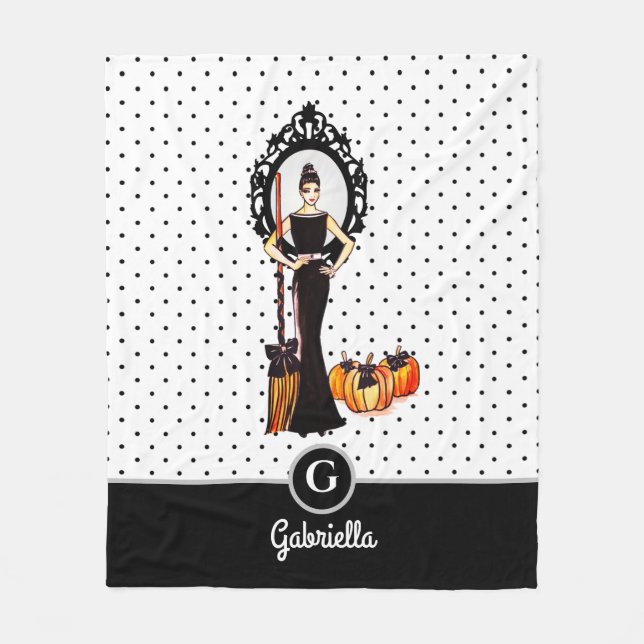 Couverture Polaire Halloween Classic Élégante Robe Noire Longue Mode (Devant)