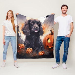 Couverture Polaire Halloween Cocker Spaniel Avec Citrouilles