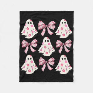 Couverture Polaire Halloween Coquette Pink Bow Ghost
