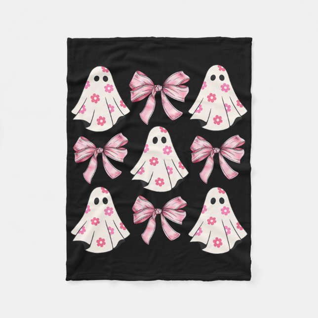 Couverture Polaire Halloween Coquette Pink Bow Ghost (Devant)