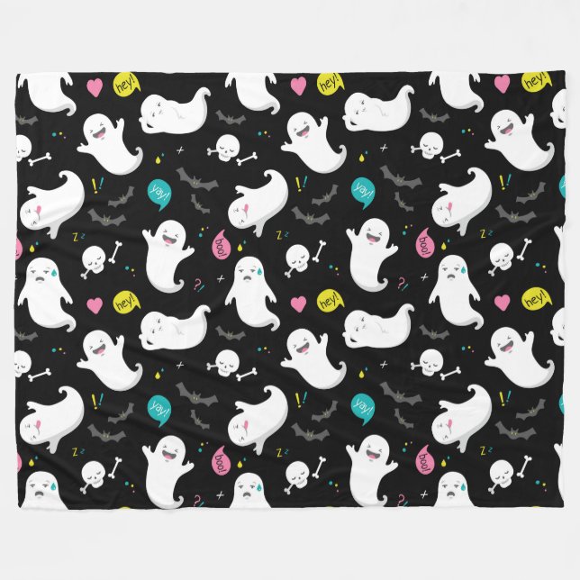 Couverture Polaire Halloween Cute Ghost (Devant (Horizontal))