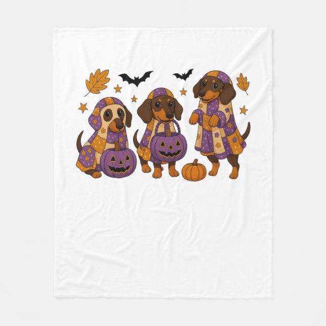 Couverture Polaire Halloween Dachshund Chien Ghost (Devant)