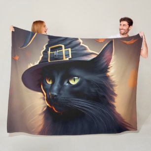 Couverture Polaire Halloween de chat noir