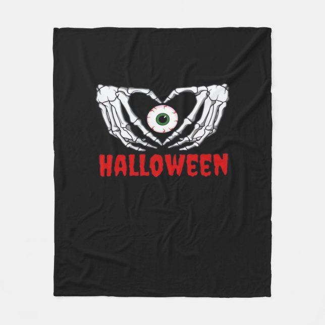 Couverture Polaire Halloween des yeux - Squelette Mains Coeur (Devant)